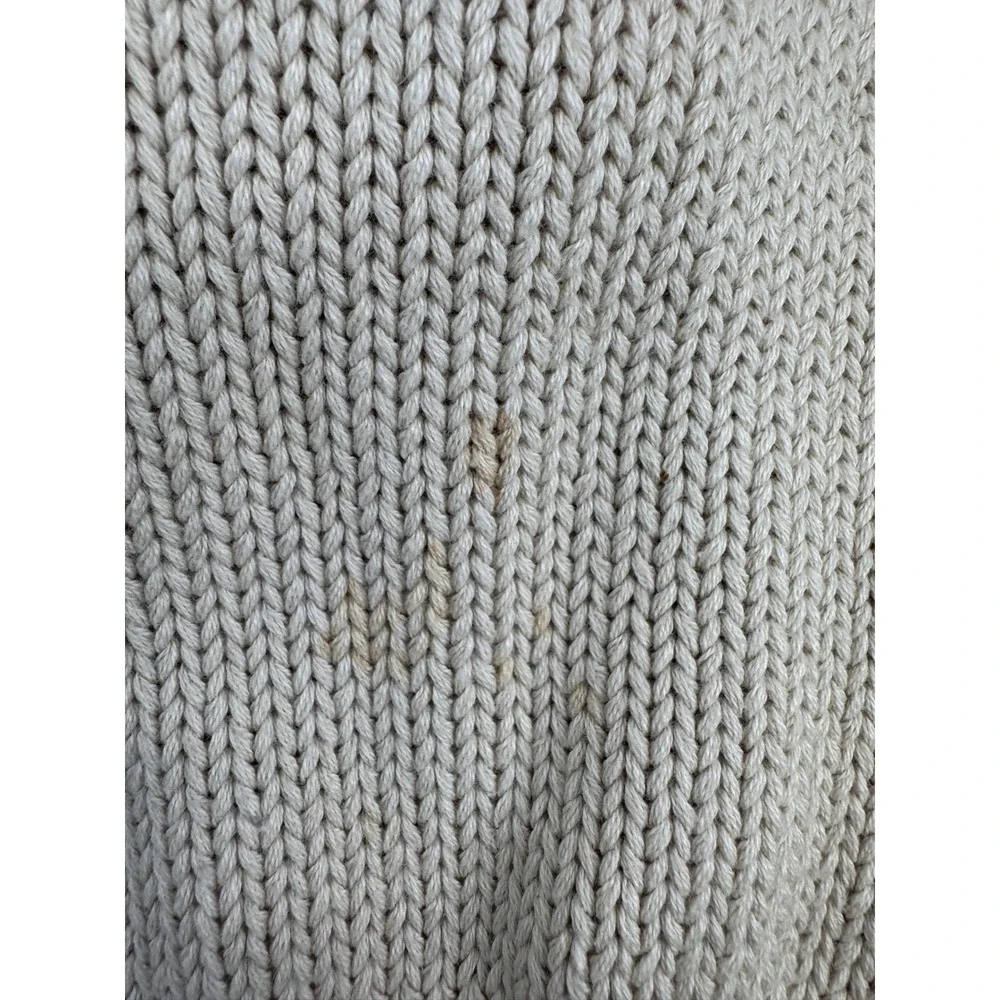 Eddie Bauer‎ Fishermans Sweater Large Mens Cable Knit Mock Neck Button Beige - Picture 7 of 15